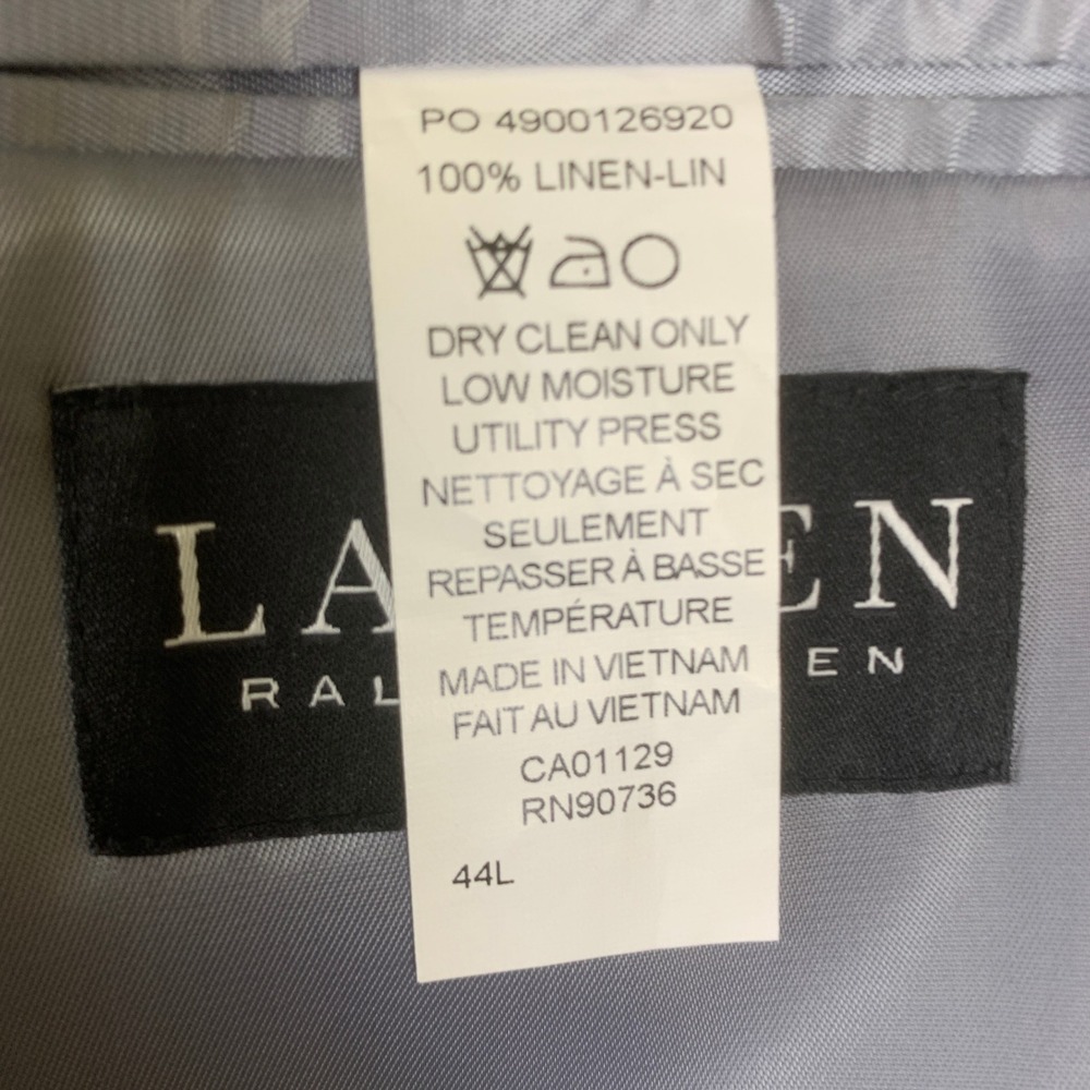 Lauren‎ Ralph Lauren Blazer Mens 44L Blue Plaid Linen Sport Coat 2 Button - Picture 5 of 15